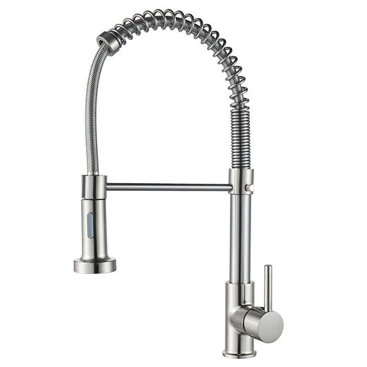 All copper rotatable cold and hot water dual mode sink, kitchen spring faucet