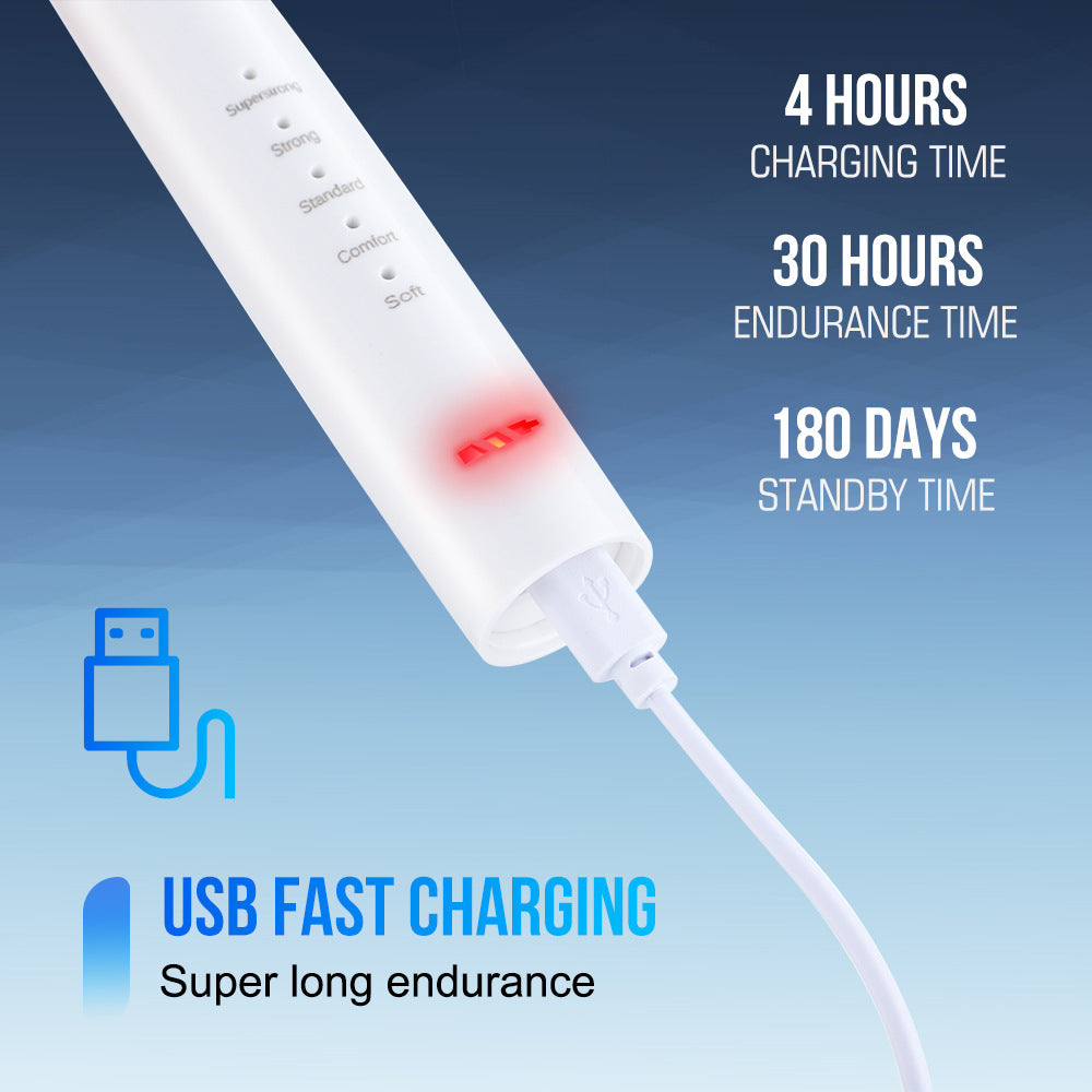 5-Speed High Frequency Vibrating Tooth Cleaner USB Electric Toothbrush Cleaning Device To Remove Stained Calculus Set Tooth Cleaning Instrument
