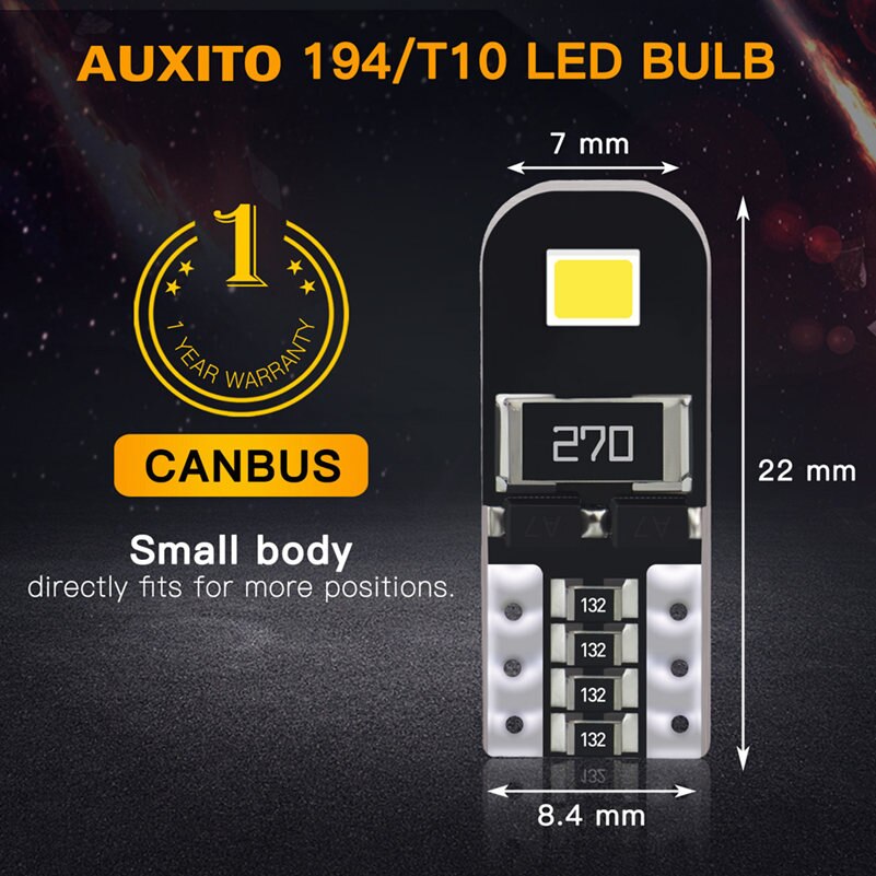 10Pcs W5W T10 LED Canbus Light Bulbs for Audi BMW VW Mercedes Car Interior Dome Light Trunk Lamp Parking Lights Error Free 12V