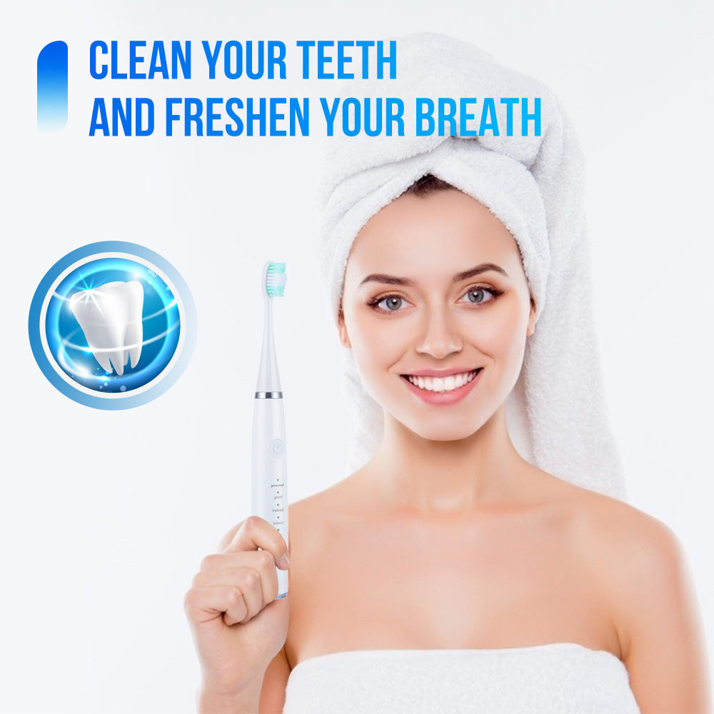 5-Speed High Frequency Vibrating Tooth Cleaner USB Electric Toothbrush Cleaning Device To Remove Stained Calculus Set Tooth Cleaning Instrument
